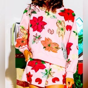 ❌SOLD❌Queen of Sparkles Pink Poinsettia Set - Medium